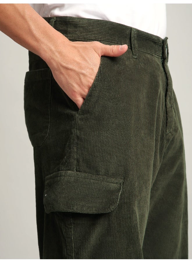 Beyoung - Olive Oversize Corduroy Cargo Pants - Image 1
