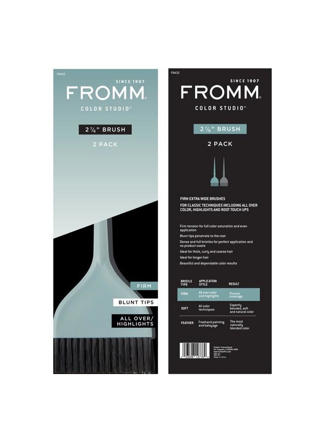 Fromm Color Studio 2-7/8" Firm Color Brush 2-Pack for Hair Stylist with Blunt Tips for All Over Color, Highlights, and Root Touch Ups for for Thick, Curly, and Coarse Hair - Image 5