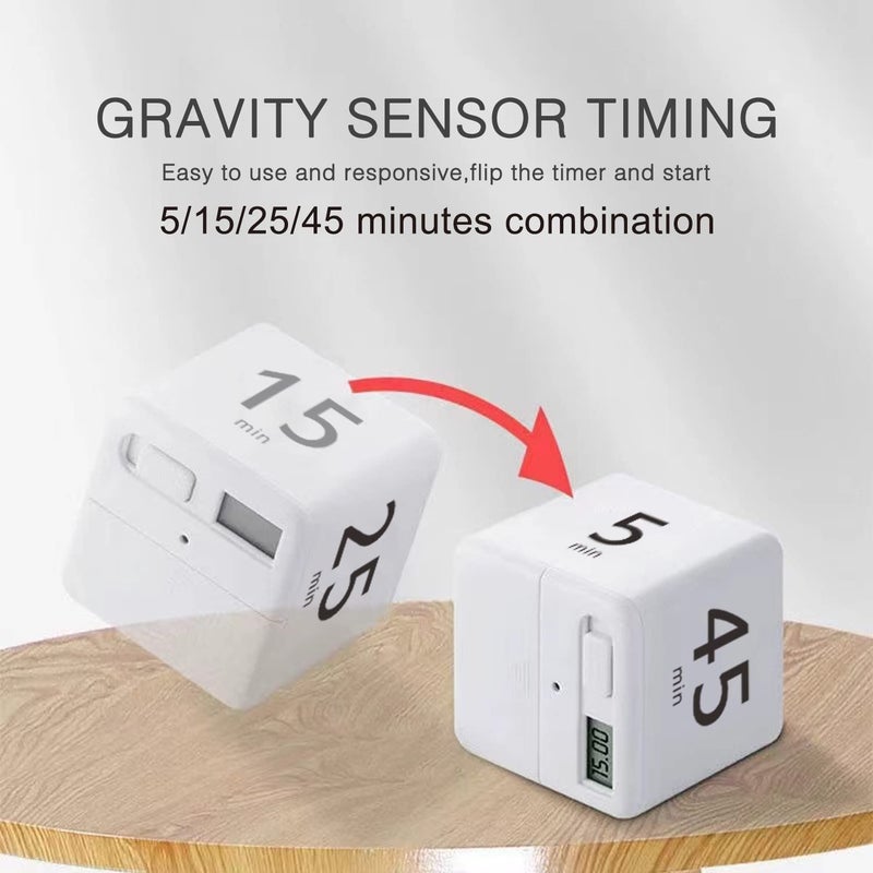 Pomodoro Cube Timer, Productivity Visual Timer 5/25/15/45 Minutes Preset, Desk Portable Rotating Multi Timers for ADHD Time Management Work Study Cooking Workout School - Image 4