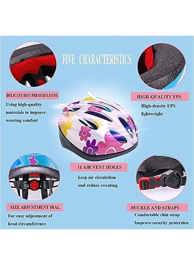 Saudi Select Kids Helmet Adjustable,For Kids Ages 3-7 Years Old,Kids Bike Helmets For Boys And Girls,With Protective Sports Gear Set Knee Elbow Pads Wrist Guards,For Skating Bike Scooters(Pink) - Image 4