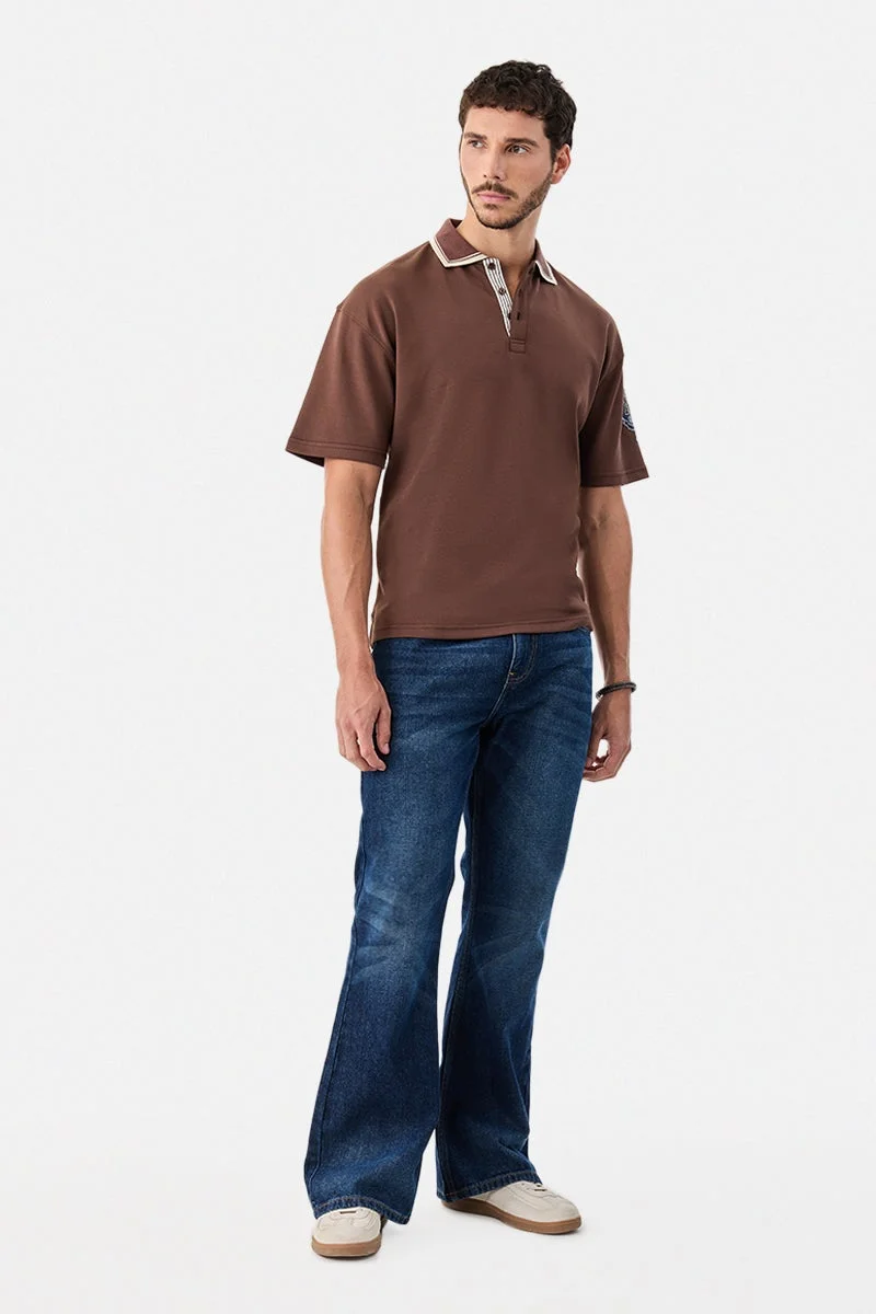 SNITCH Brown Graphic Half Sleeve Oversized Streetwear T-Shirt