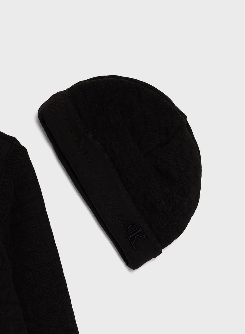 Calvin Klein Jeans Infant Logo Quilted Beanie Gift Pack