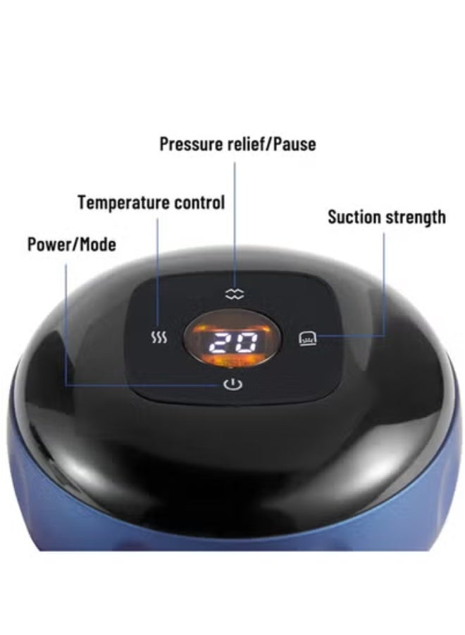 إلترازون Electric Cupping Therapy Massager with 12 Adjustable Suction Levels and Smart Heat Function | Portable Rechargeable Gua Sha & Vacuum Therapy Device for Deep Tissue Massage, Pain Relief, Muscle Relaxation on Back & Neck | Cordless, Skin-Safe Wellness Tool – Blue  - Image 3