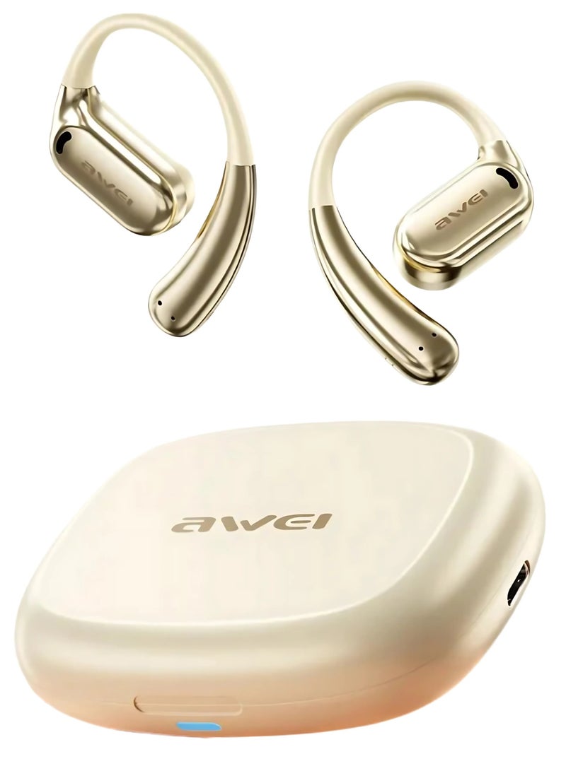 Awei TZ8, Bluetooth Earphones with Charging Case, Long Battery Life, and 110dB Sensitivity Beige - Image 1