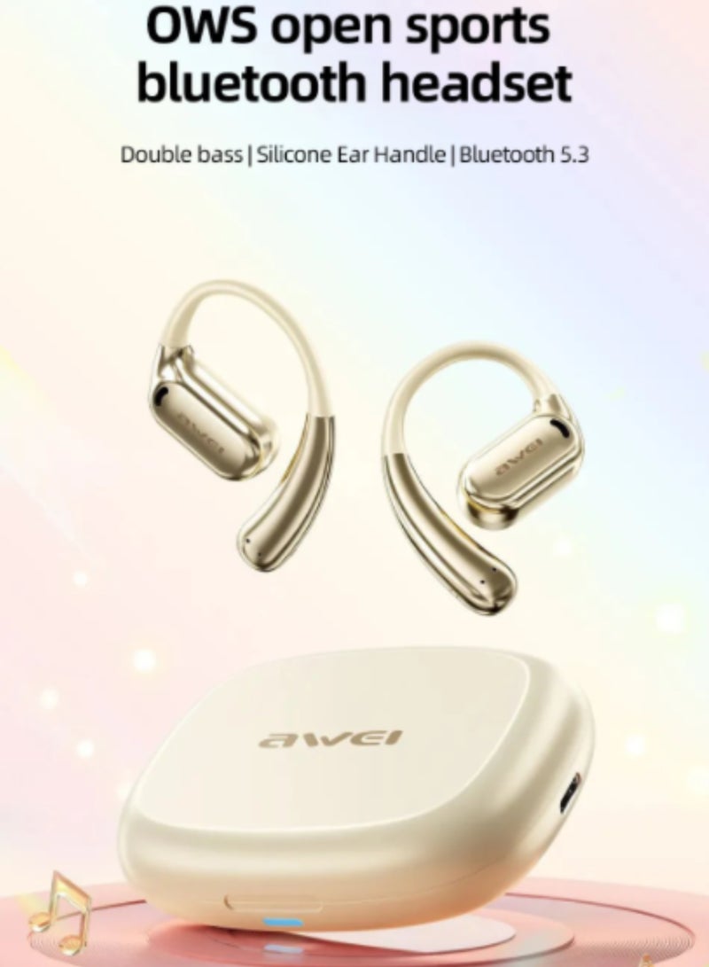 Awei TZ8, Bluetooth Earphones with Charging Case, Long Battery Life, and 110dB Sensitivity Beige - Image 3