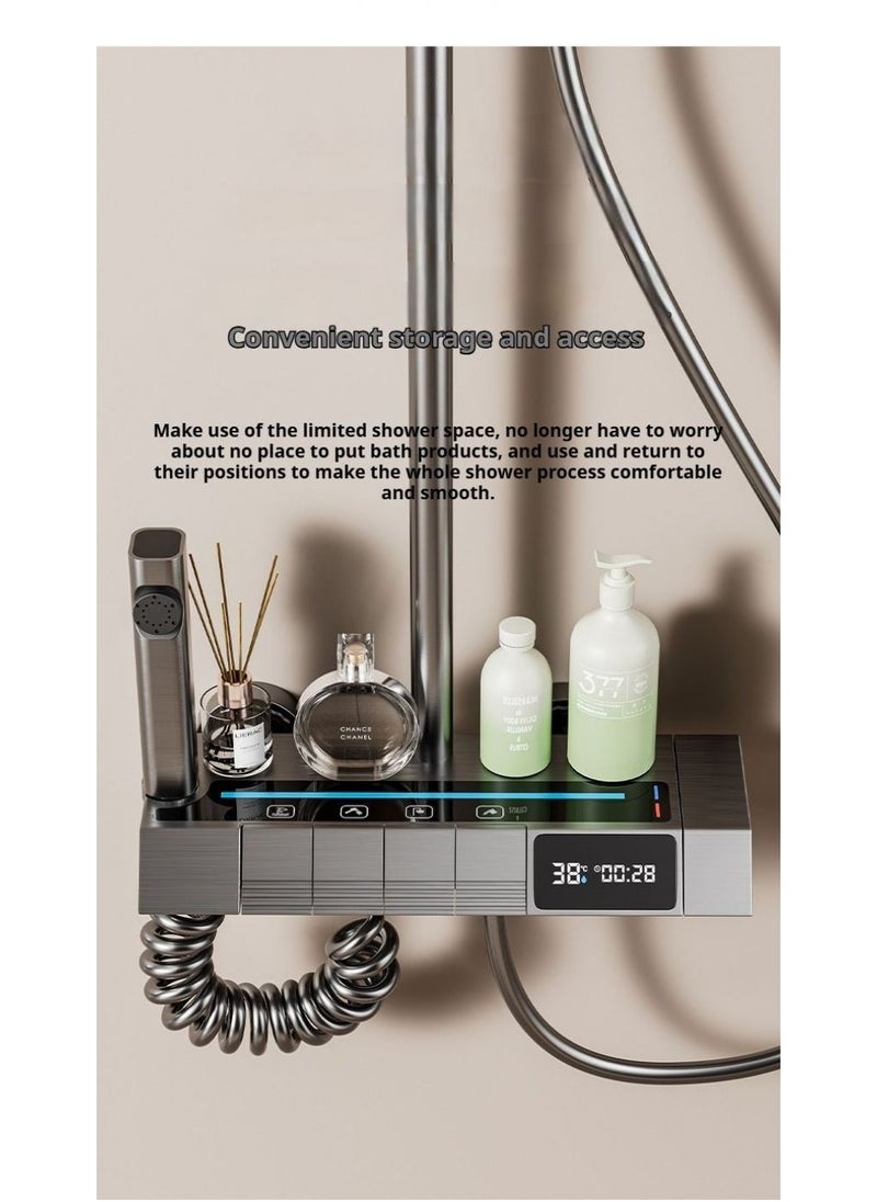 Y&D - Piano Key Shower Faucet Set Gray Digital Display Shower System 4 Function Bathroom Rain Shower Combo Set Brass Bathtub Faucet With 3 Mode Hand Shower And Bidet Sprayer - Image 1