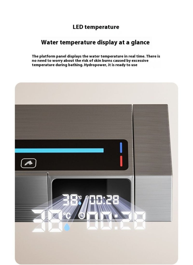 Y&D - Piano Key Shower Faucet Set Gray Digital Display Shower System 4 Function Bathroom Rain Shower Combo Set Brass Bathtub Faucet With 3 Mode Hand Shower And Bidet Sprayer - Image 1