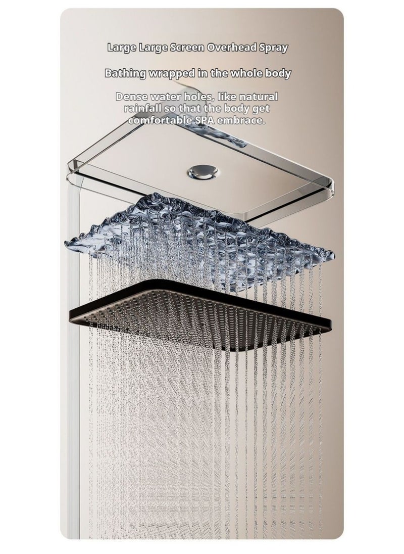 Y&D - Piano Key Shower Faucet Set Gray Digital Display Shower System 4 Function Bathroom Rain Shower Combo Set Brass Bathtub Faucet With 3 Mode Hand Shower And Bidet Sprayer - Image 1