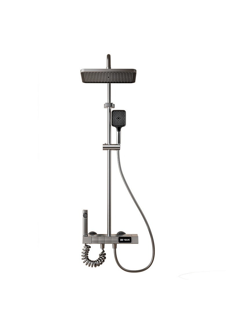 Y&D - Piano Key Shower Faucet Set Gray Digital Display Shower System 4 Function Bathroom Rain Shower Combo Set Brass Bathtub Faucet With 3 Mode Hand Shower And Bidet Sprayer - Image 1