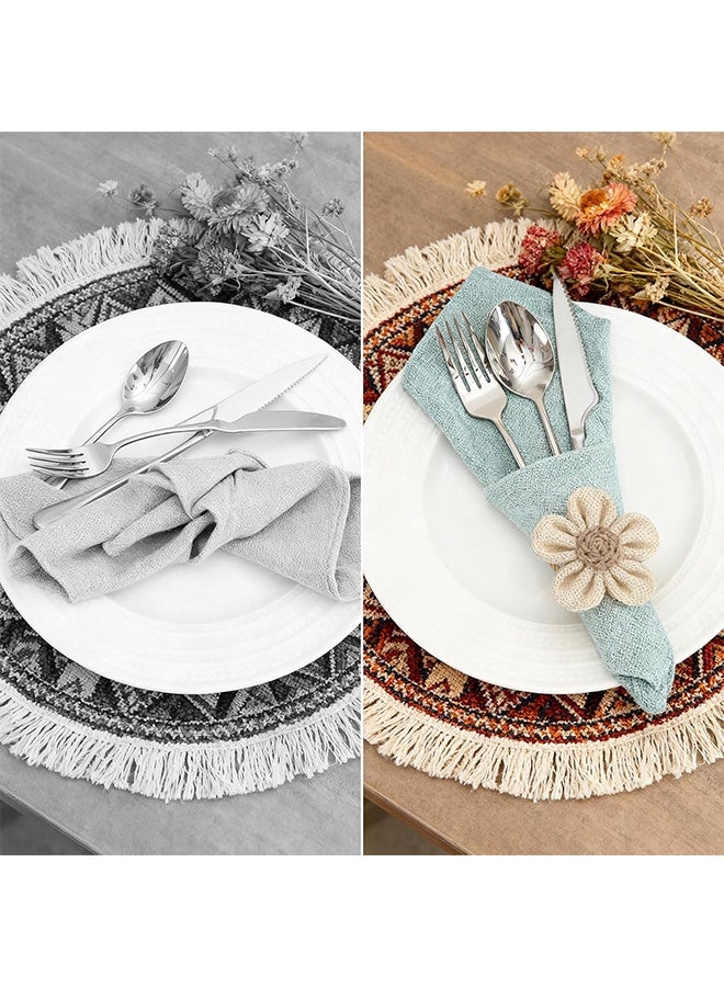 Napkin Rings Set of 4, Handmade Rustic Boho Reusable Napkin Holders for Elegant Dining Table Decor, Wedding Christmas Thanksgiving Holiday Everyday Use - Image 5