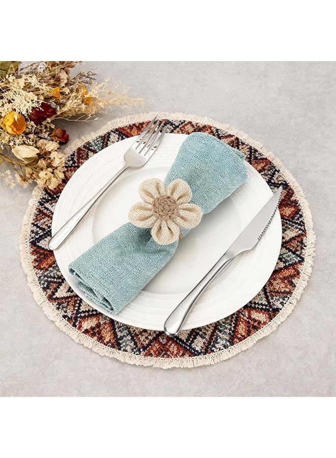 Napkin Rings Set of 4, Handmade Rustic Boho Reusable Napkin Holders for Elegant Dining Table Decor, Wedding Christmas Thanksgiving Holiday Everyday Use - Image 2