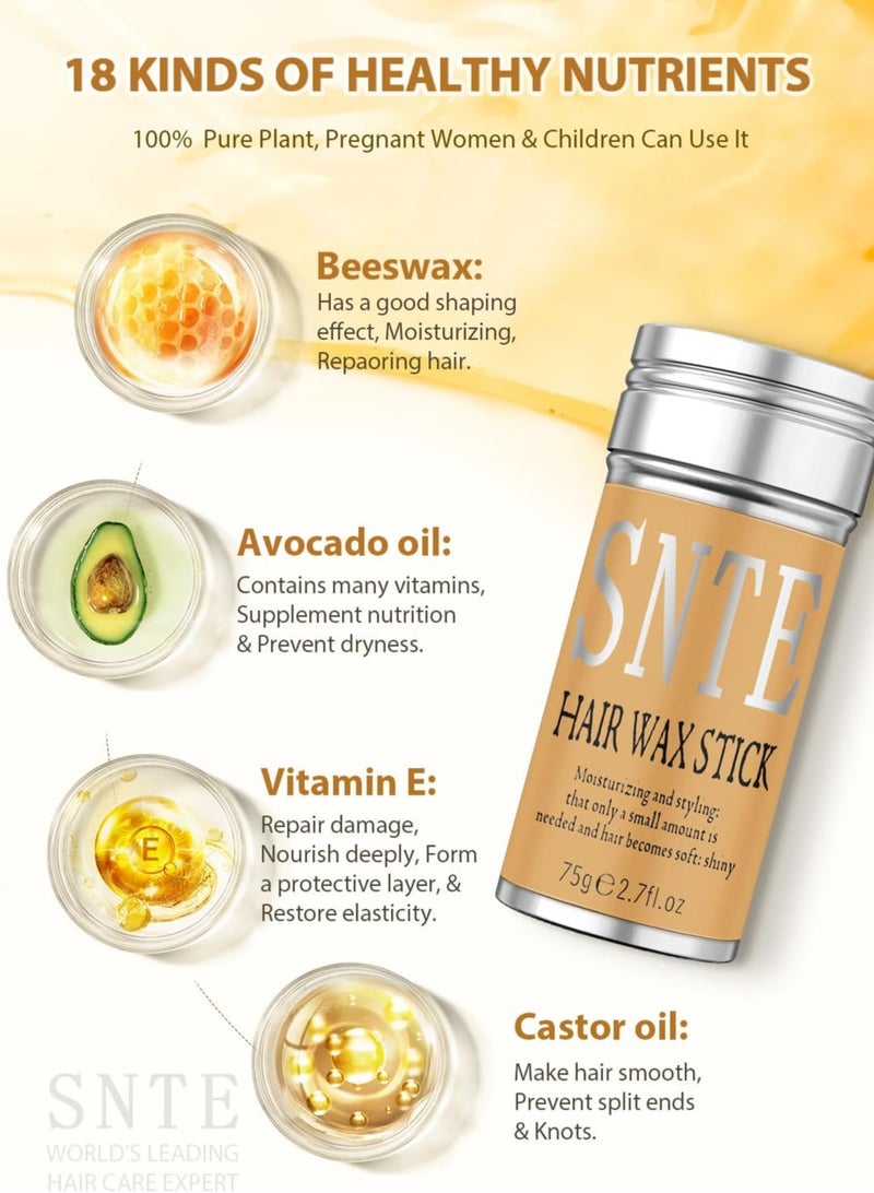 سامنيت عصا شمع للشعر، شمع ناعم لتصفيف الشعر المستعار، عصا دهنية لتصفيف الشعر غير دهني للحواف المجعدة والشعر المجعد - 2.7 أونصة - Image 3