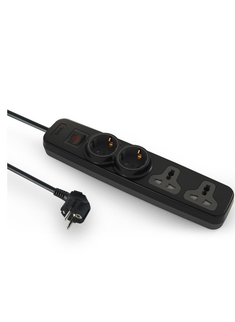 Power Strip Ilock Pro 4 Outlets (2 Schuko Sockets + 2 Universal Sockets) 2m cable 3680 watt 16A