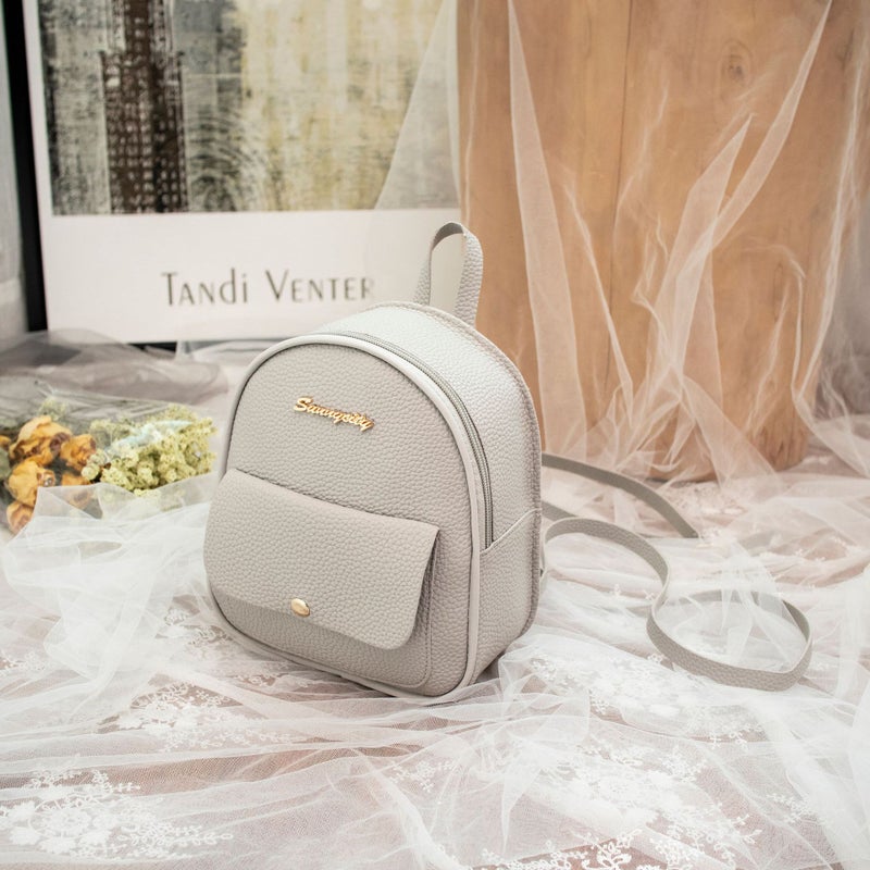 2022 Summer New Korean Style Womens Backpack Fresh Letter Printed Multi-functional Single Shoulder Crossbody Bag Grey 