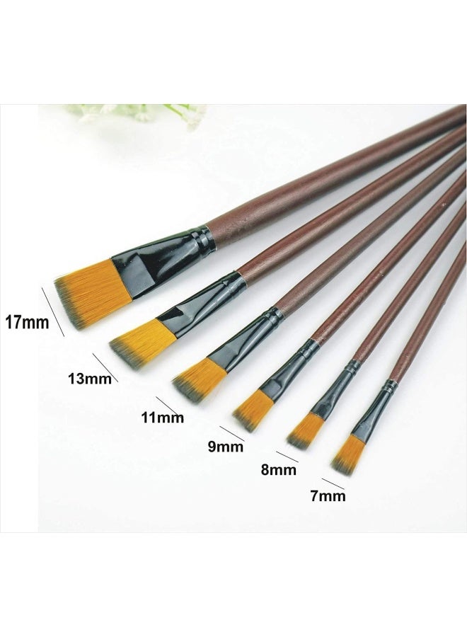 بريميفي مجموعة 6 قطع من فرش الطلاء للأكريليك والألوان المائية الزيتية على قماش الغواش للفنانين المبتدئين والأطفال، فرش مسطحة دقيقة للوحات الاحترافية، لوازم الحرف الفنية للأطفال/الرسامين - Image 4