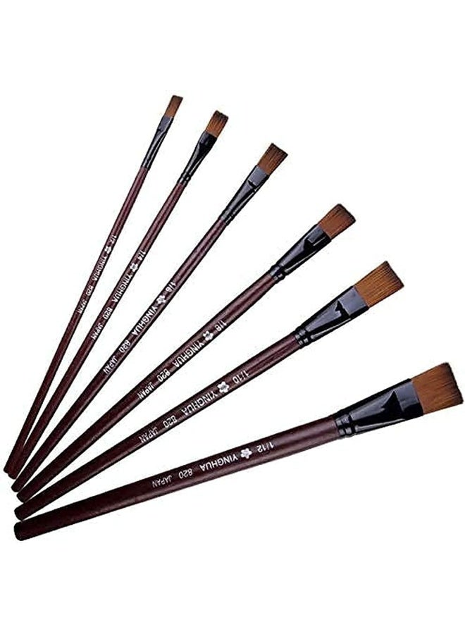 بريميفي مجموعة 6 قطع من فرش الطلاء للأكريليك والألوان المائية الزيتية على قماش الغواش للفنانين المبتدئين والأطفال، فرش مسطحة دقيقة للوحات الاحترافية، لوازم الحرف الفنية للأطفال/الرسامين - Image 1