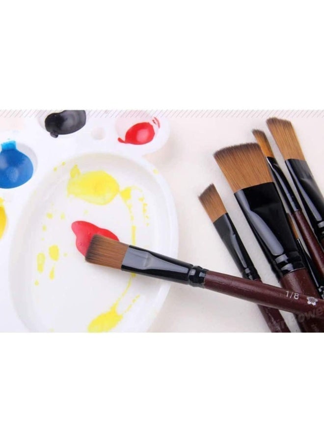 بريميفي مجموعة 6 قطع من فرش الطلاء للأكريليك والألوان المائية الزيتية على قماش الغواش للفنانين المبتدئين والأطفال، فرش مسطحة دقيقة للوحات الاحترافية، لوازم الحرف الفنية للأطفال/الرسامين - Image 3