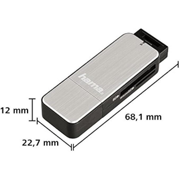 Hama | USB 3.0 SD/MICROSD CARD READER | ALUMINIUM/SILVER - Image 2
