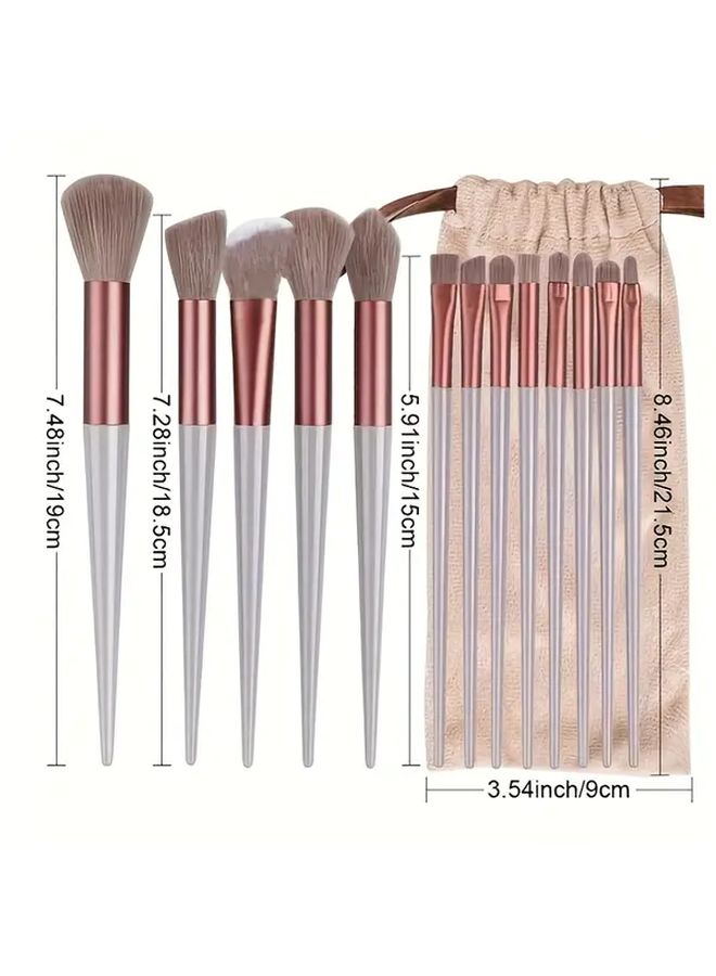 13Pcs Professional Makeup Brush Set With 2 Sponges Soft All In One Foundation Eyeshadow Brushes Brown - Image 4
