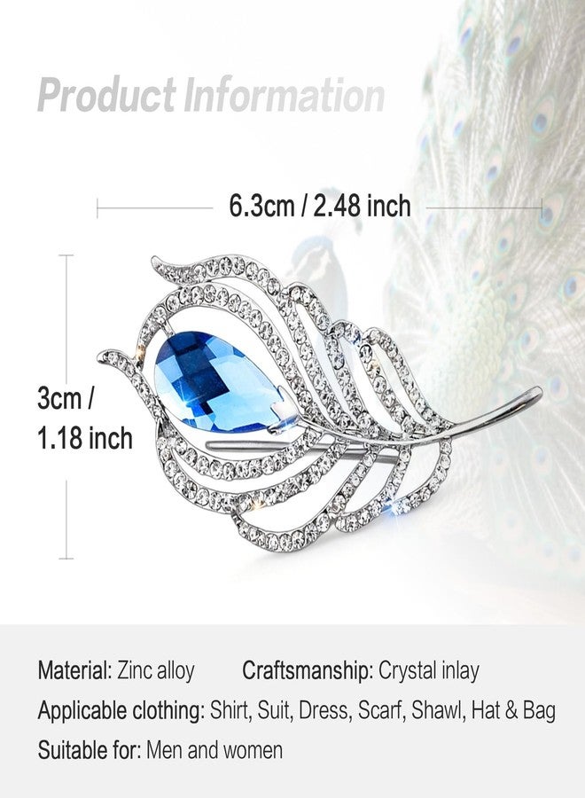 AgniPhant Peacock Feather Brooch - Versatile Unisex Crystal for Shirt, Suit, Dress, Scarf, Shawl, Hat & Bag. Elegant Saree Pin for Women Latest Designs & Premium Brooch for Men (Silver) - Image 2