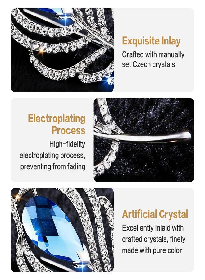 AgniPhant Peacock Feather Brooch - Versatile Unisex Crystal for Shirt, Suit, Dress, Scarf, Shawl, Hat & Bag. Elegant Saree Pin for Women Latest Designs & Premium Brooch for Men (Silver) - Image 4
