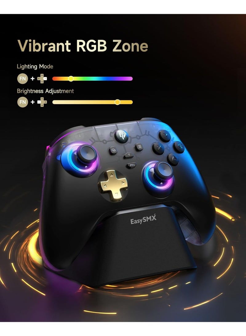 EasySMX Classic Gamepad EasySMX D05 Wireless Gaming Controller with Charging Dock Enhanced Bluetooth Pro Controller for PC/Steam/iPhone/Android/Switch with Hall Effect and Trigger RGB Lights Turbo Rumble Vibration No Stick Drift No Dead Zone 1000mAh Battery - Image 3