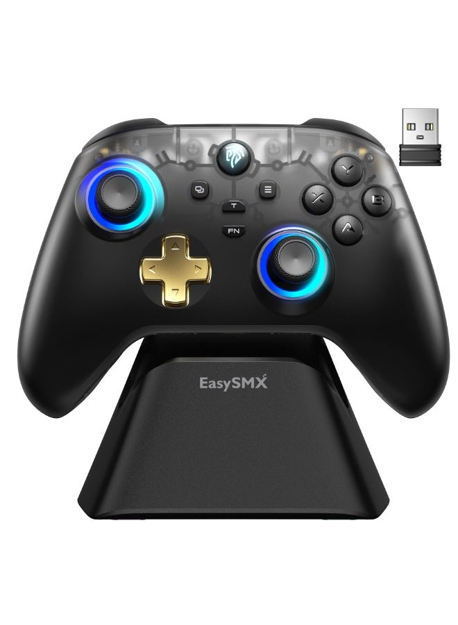 EasySMX Classic Gamepad EasySMX D05 Wireless Gaming Controller with Charging Dock Enhanced Bluetooth Pro Controller for PC/Steam/iPhone/Android/Switch with Hall Effect and Trigger RGB Lights Turbo Rumble Vibration No Stick Drift No Dead Zone 1000mAh Battery - Image 1