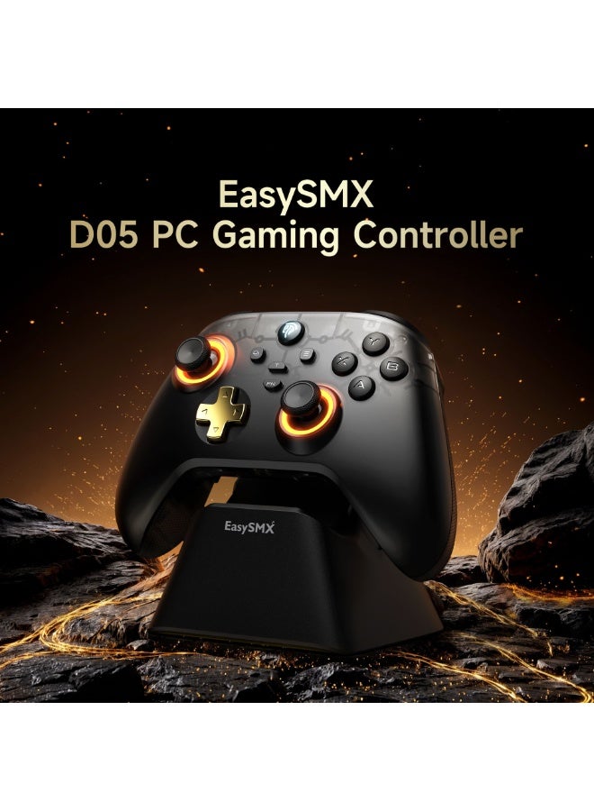 EasySMX Classic Gamepad EasySMX D05 Wireless Gaming Controller with Charging Dock Enhanced Bluetooth Pro Controller for PC/Steam/iPhone/Android/Switch with Hall Effect and Trigger RGB Lights Turbo Rumble Vibration No Stick Drift No Dead Zone 1000mAh Battery - Image 2