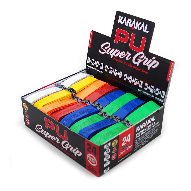 كاراكال Karakal - Pu Super Grip - شريط لاصق ذاتي اللصق لعصي الريشة والاسكواش والتنس والهوكي أو الشباك - 24 قطعة - ألوان متنوعة Grksp - Image 1