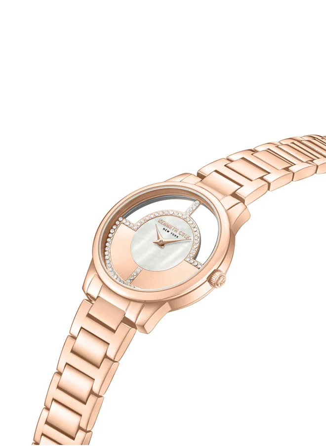 كينيث كول نيو يورك Kenneth Cole New York 34mm Analog Women's Watch with Rose Gold, Mother-of-pearl Dial & Rose Gold Stainless Steel Bracelet