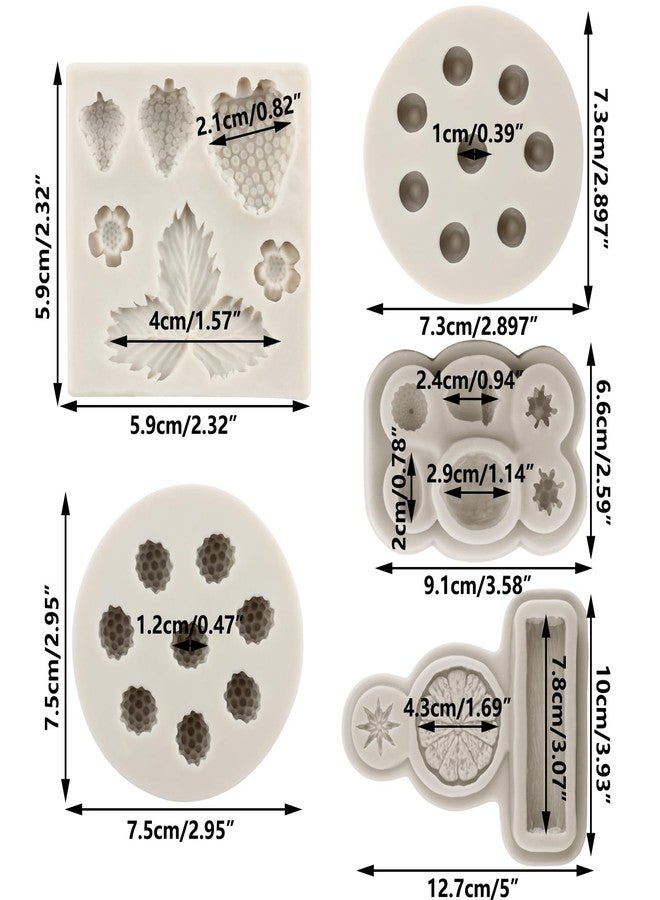 Sijiangmold Blueberry Raspberry Strawberry Fondant Molds Nuts Berries Silicone Mold Spices Star Anise Cinnamon Lemon Mold For Cake Decorating Cupcake Topper Candy Chocolate Gum Paste Set Of 5 - Image 2