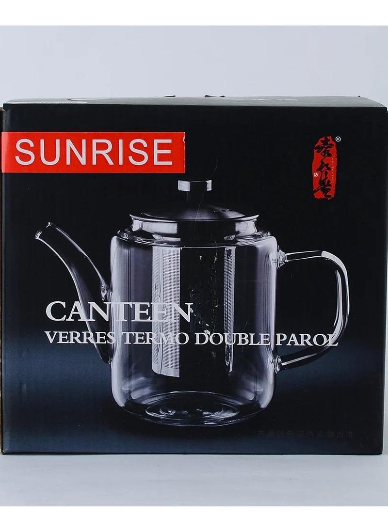 SUNRISE High quality Transparent Glass Tea Kettle pot with Strainer 550ml - Image 1