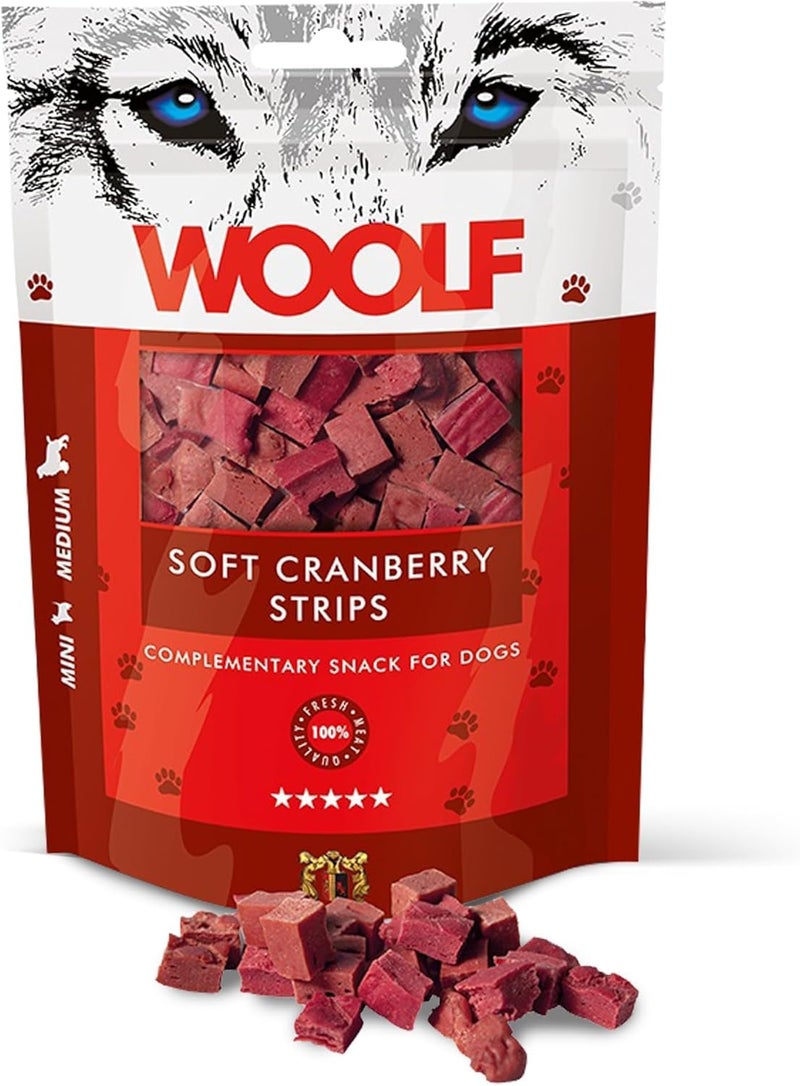 Woolf Soft Cranberry Strips for Dog and Cat 100 g - Image 1