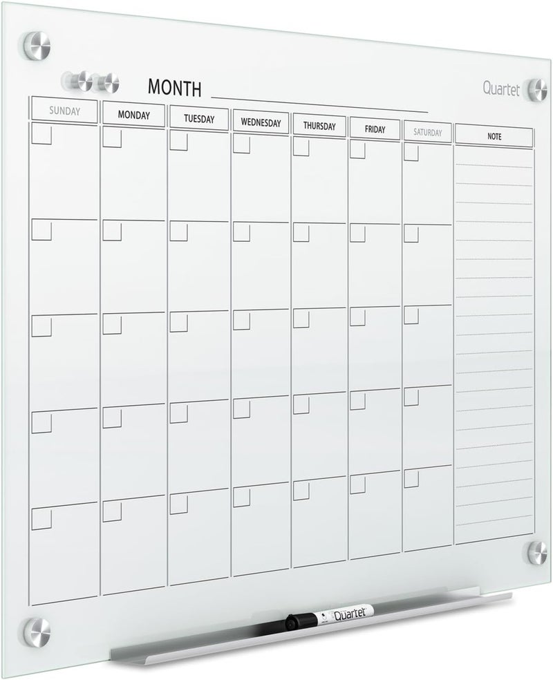 Quartet Whiteboard Calendar Glass Dry Erase White Board Planner 4 x 3 White Surface Frameless Infinity GC4836F - Image 4