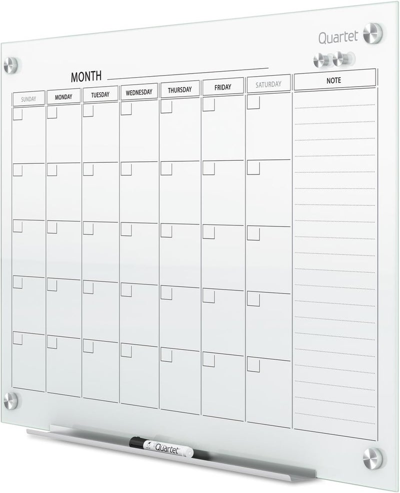 Quartet Whiteboard Calendar Glass Dry Erase White Board Planner 4 x 3 White Surface Frameless Infinity GC4836F - Image 3