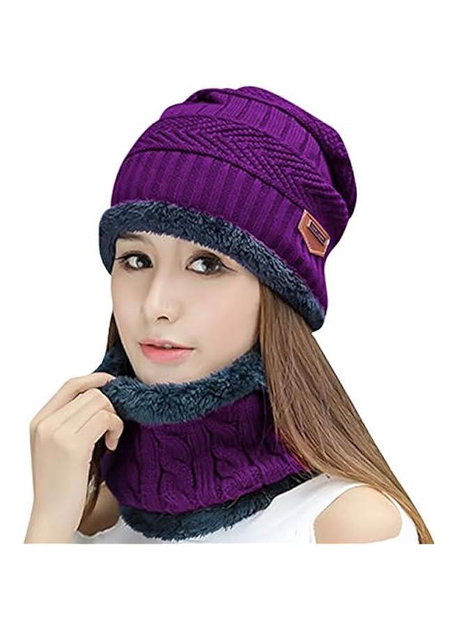 Winter Hat Scarf Gloves Slouchy Beanie Snow Knit Skull Cap Touch Screen Mittens Circle Scarves for Women Men - Image 2