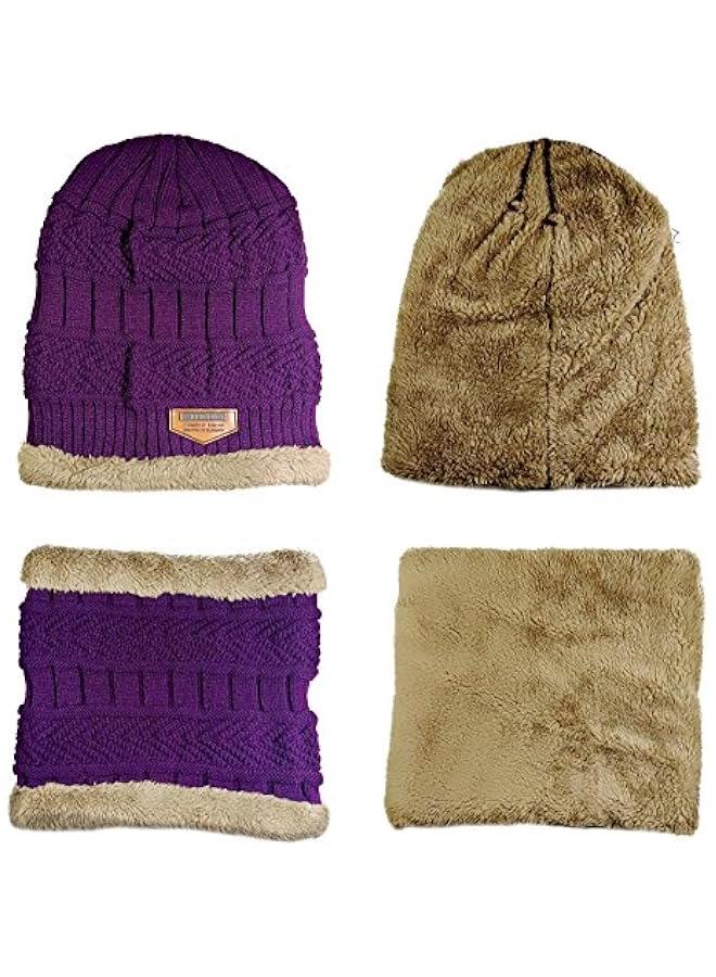 Winter Hat Scarf Gloves Slouchy Beanie Snow Knit Skull Cap Touch Screen Mittens Circle Scarves for Women Men - Image 3
