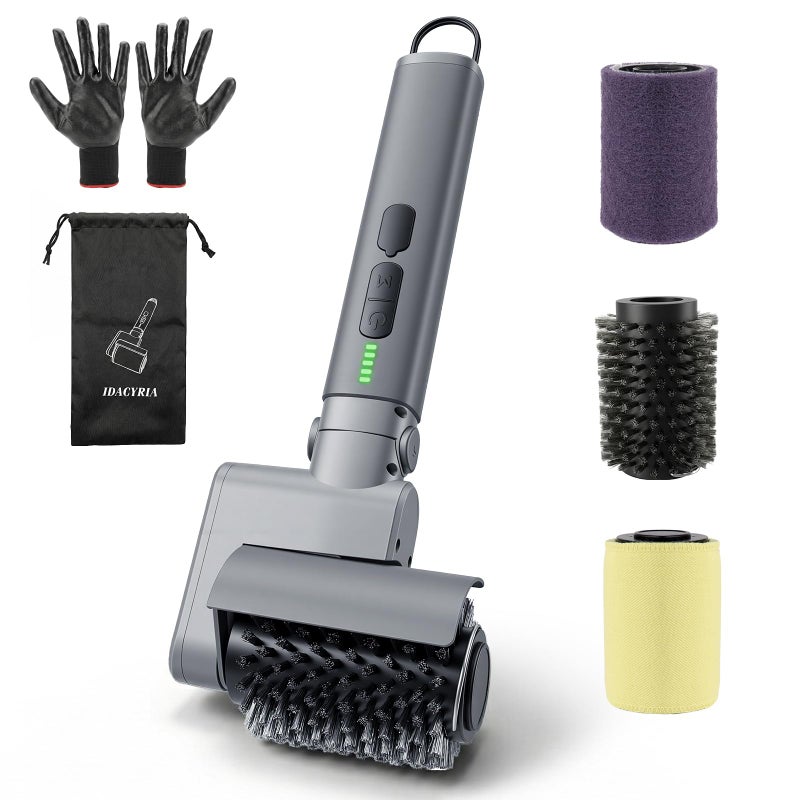 IDACYRIA Electric Grill Brush for Outdoor, Rechargeable BBQ Grill Cleaner with 3 Heads,Cordless Rechargeable Grill Brush,3-Speed-450 RPM,150 Mins Runtime Grill Cleaning Brush - Image 1