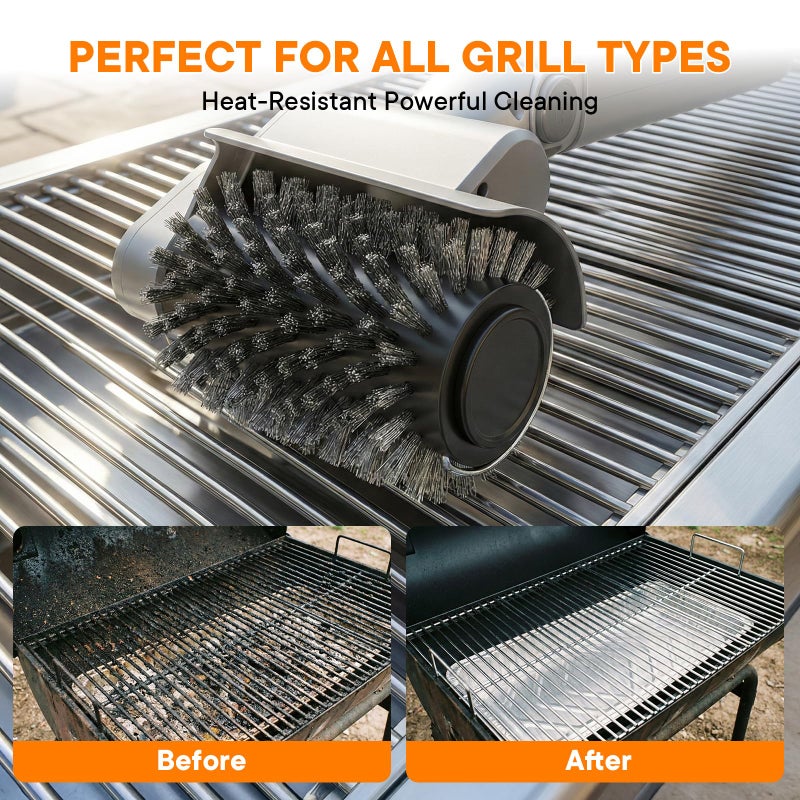 IDACYRIA Electric Grill Brush for Outdoor, Rechargeable BBQ Grill Cleaner with 3 Heads,Cordless Rechargeable Grill Brush,3-Speed-450 RPM,150 Mins Runtime Grill Cleaning Brush - Image 4