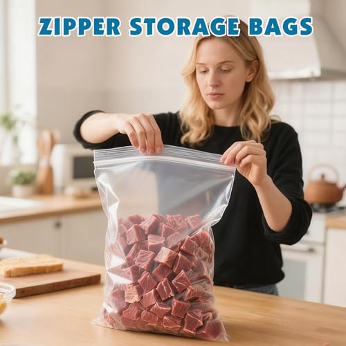 NUITPY 40 Pack Large 3 Gallon Storage Bags with Zipper Top, 16 x 18 inch Zipper Bags, Clear Plastic Bag for Storage, Reusable, Sealable Storage Bag for Clothes, Travel & Moving, Double-sided Thickness 4 Mil - Image 5