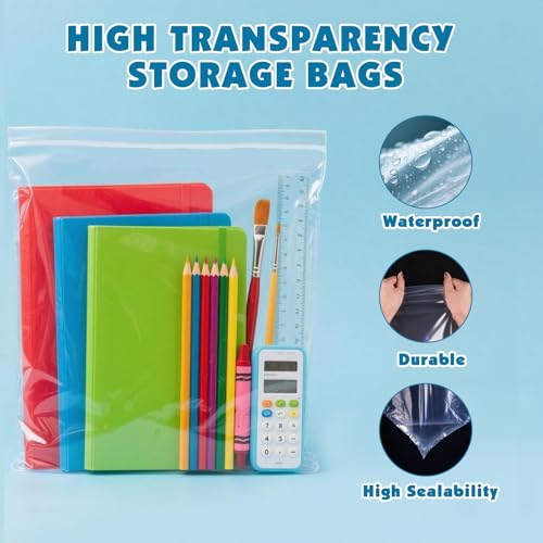 NUITPY 40 Pack Large 3 Gallon Storage Bags with Zipper Top, 16 x 18 inch Zipper Bags, Clear Plastic Bag for Storage, Reusable, Sealable Storage Bag for Clothes, Travel & Moving, Double-sided Thickness 4 Mil - Image 3