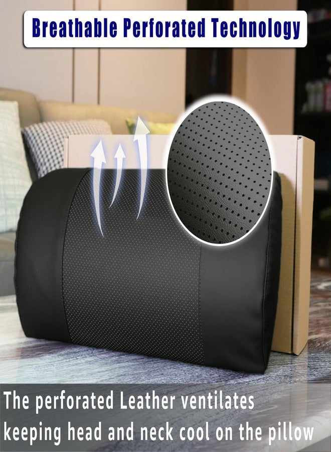 AmazeCov Non-Slip Memory Foam Neck Pillow for Recliner - Adjustable and Breathable Perforated Leather Design in Black, Ideal for Pain Relief at Home, Office, and Travel - Image 2