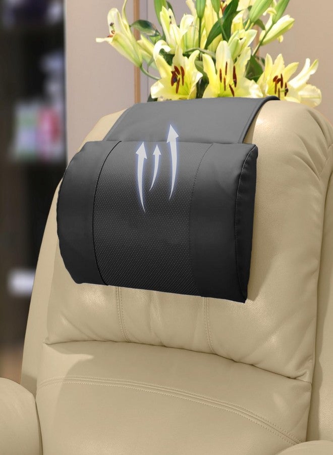 AmazeCov Non-Slip Memory Foam Neck Pillow for Recliner - Adjustable and Breathable Perforated Leather Design in Black, Ideal for Pain Relief at Home, Office, and Travel - Image 1