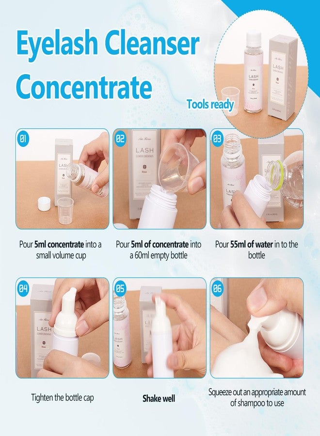 AuReve Lash Shampoo Concentrate 100ml Lash Extension Cleanser Oil-Free Eyelash Extension Shampoo with Salon Home Care -Makes 20 Bottles 60ml Lash Shampoo,Unscented - Image 5