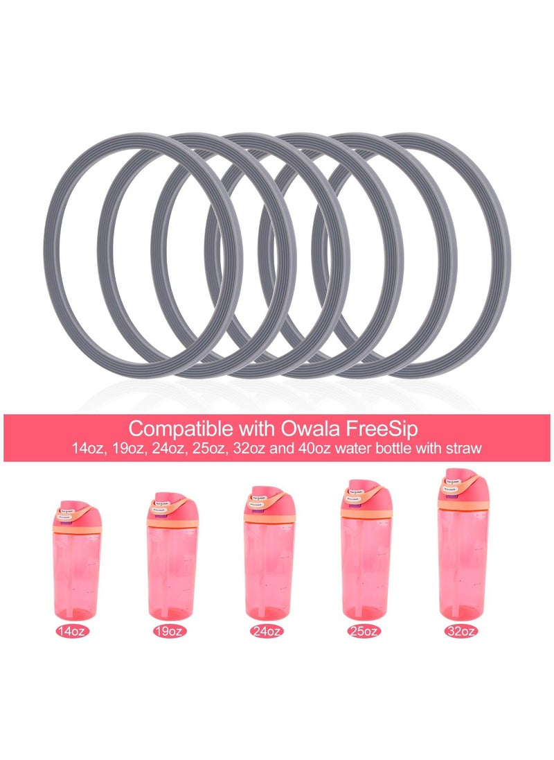KASTWAVE - 6 Pack Water Bottle Gasket Replacement for Owala FreeSip, Silicone Lid Seal O Ring Sealing Gaskets Replacement Parts Accessories Compatible with Owala Stainless Steel Cup (Grey) - Image 1