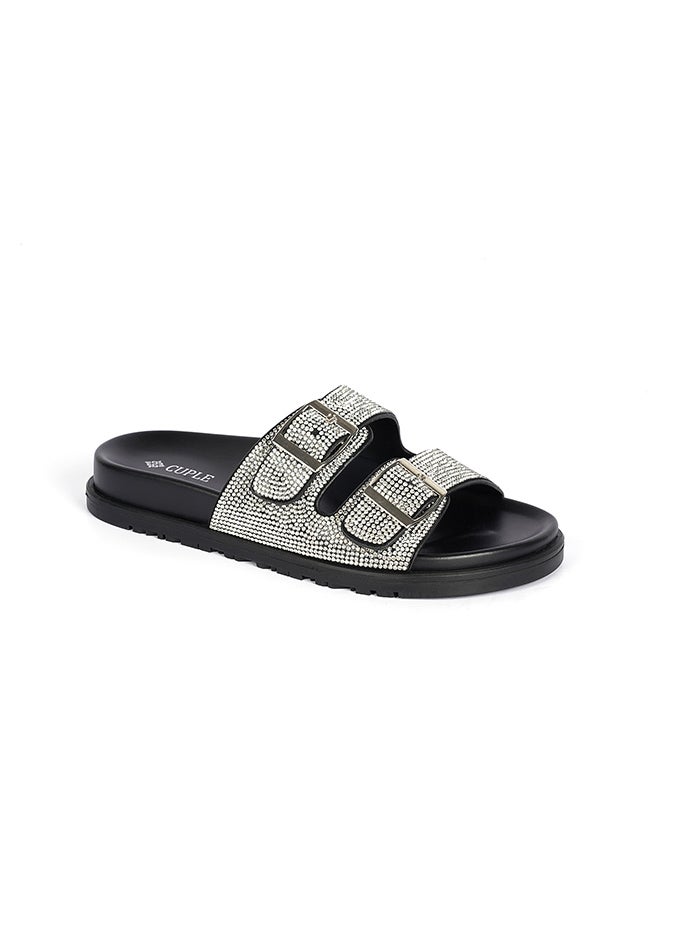 Cuple Crystal Embellished Flat Flip Flop - Image 1
