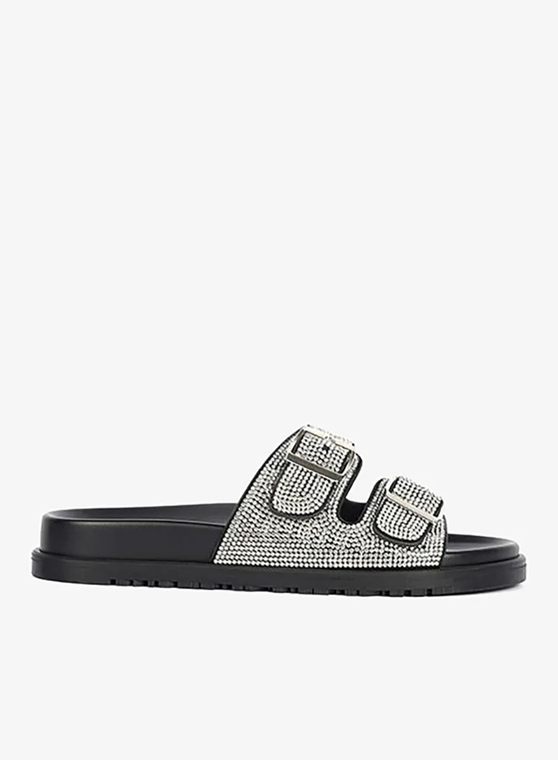 كابلي شبشب مسطح مرصّع بالكريستال