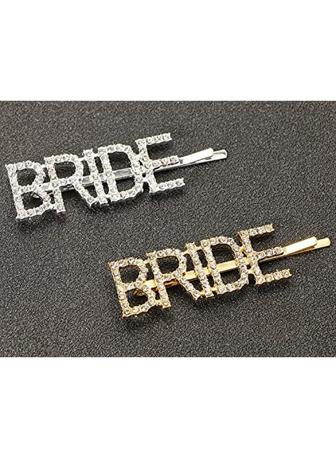 PENTA ANGEL Bride Hair Clips 2Pcs Gold Silver Rhinestone Letter Clip Pins Hair Accessories For Bride To Be Women Girls Bridal Shower Wedding Jewelry Bachelorette Party - Image 5