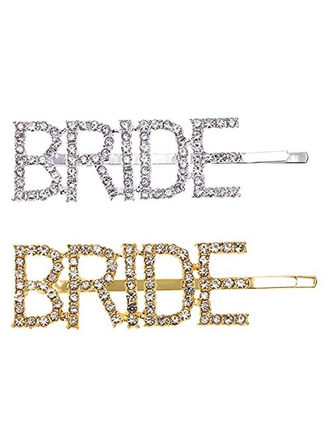 PENTA ANGEL Bride Hair Clips 2Pcs Gold Silver Rhinestone Letter Clip Pins Hair Accessories For Bride To Be Women Girls Bridal Shower Wedding Jewelry Bachelorette Party - Image 3