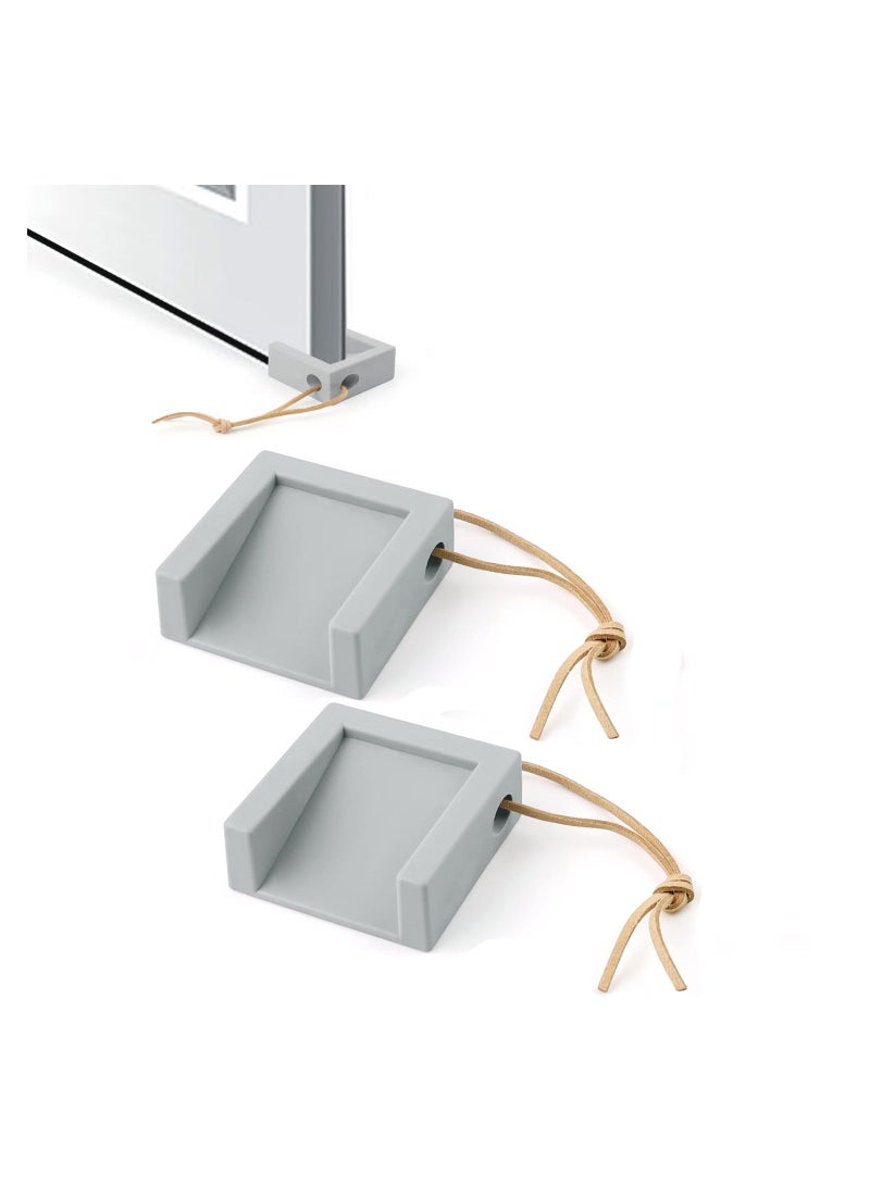 Rubber Door Wedge Anti Skid Grey Stops Adjustable Size Stop No Punch Doorstop Slip Indoors for Gaps from 5 to 20 cm  - Image 1